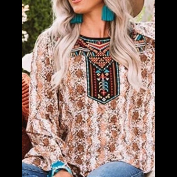 Gypsy/Good Vibes Hippy Native American All Styles Come 2 Mind Embroidery Shirt - Picture 4 of 17